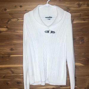 Karen Scott Cable Knit White Sweater